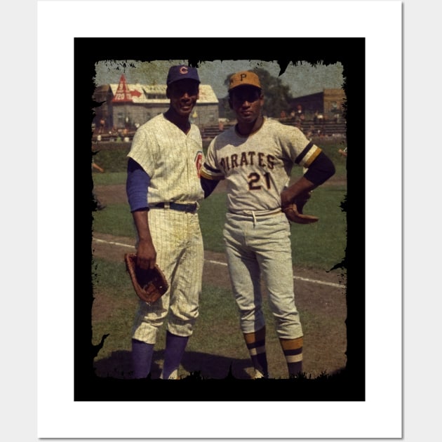 Ernie Banks and Roberto Clemente at Wringley Field, 1970 Wall Art by SOEKAMPTI